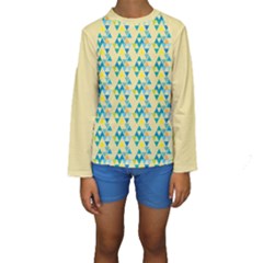 Colorful Triangle Pattern Kids  Long Sleeve Swimwear by berwies