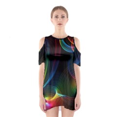 Abstract Rainbow Twirls Shoulder Cutout One Piece by Nexatart