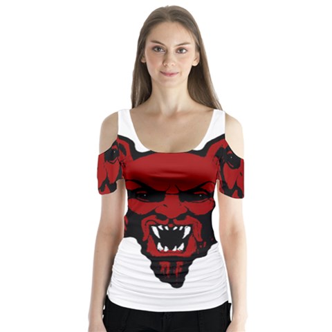 Dracula Butterfly Sleeve Cutout Tee  by Valentinaart