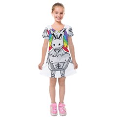 Angry Unicorn Kids  Short Sleeve Velvet Dress by KAllan