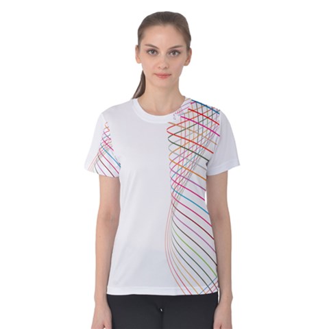 Line Wave Rainbow Women s Cotton Teecotton Tee by Mariart