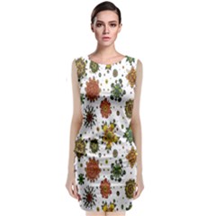 Flower Floral Sunflower Rose Pattern Base Classic Sleeveless Midi Dress by Mariart