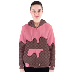 Ice Cream Pink Choholate Plaid Chevron Women s Zipper Hoodie by Mariart