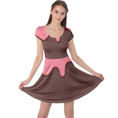 Ice Cream Pink Choholate Plaid Chevron Cap Sleeve Dresses by Mariart