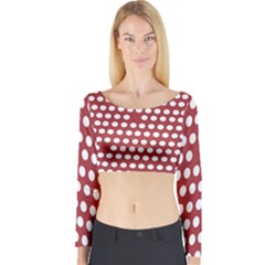 Pink White Polka Dots Long Sleeve Crop Top by Mariart