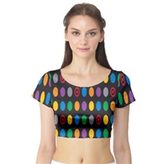 Polka Dots Rainbow Circle Short Sleeve Crop Top (tight Fit) by Mariart