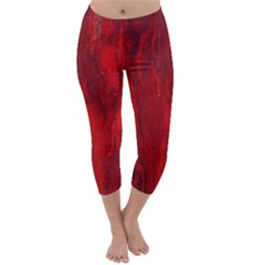 Stone Red Volcano Capri Winter Leggings  by Mariart