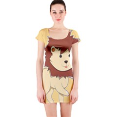 Happy Cartoon Baby Lion Short Sleeve Bodycon Dress by Catifornia