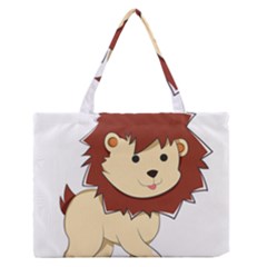 Happy Cartoon Baby Lion Medium Zipper Tote Bag by Catifornia