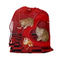 Cute, Playing Kitten With Hearts Drawstring Pouches (XXL) View2