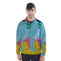 Behance Feelings Beauty Waves Blue Yellow Pink Green Leaf Wind Breaker (men) by Mariart