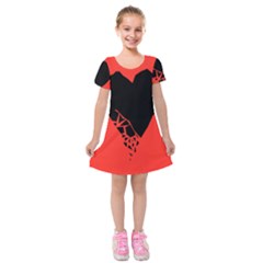 Broken Heart Tease Black Red Kids  Short Sleeve Velvet Dress by Mariart