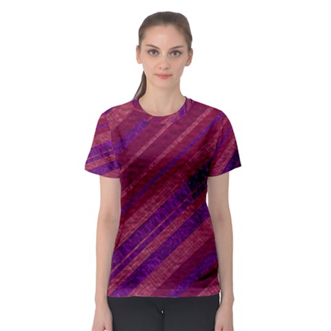 Maroon Striped Texture Women s Sport Mesh Tee by Mariart