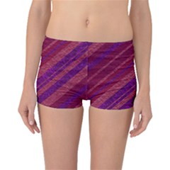 Maroon Striped Texture Boyleg Bikini Bottoms by Mariart