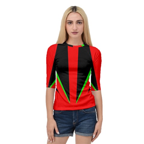 Rays Light Chevron Green Red Black Quarter Sleeve Tee by Mariart