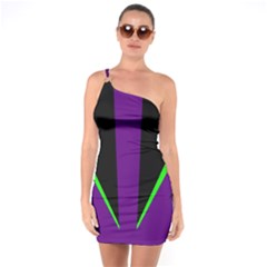 Rays Light Chevron Purple Green Black Line One Soulder Bodycon Dress by Mariart