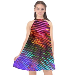 Rainbow Shake Light Line Halter Neckline Chiffon Dress 