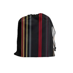 Stripes Line Black Red Drawstring Pouches (large)  by Mariart