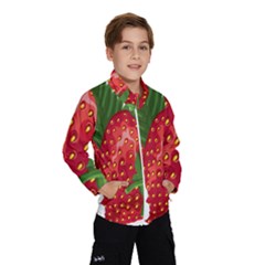 Strawberry Red Seed Leaf Green Wind Breaker (kids) by Mariart