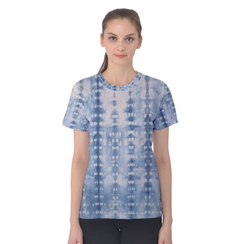 Indigo Grey Tie Dye Kaleidoscope Opaque Color Women s Cotton Tee by Mariart