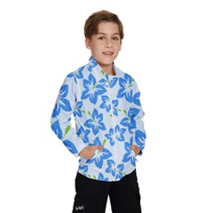 Hibiscus Flowers Seamless Blue Wind Breaker (kids) by Mariart