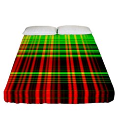 Line Light Neon Red Green Fitted Sheet (california King Size) by Mariart