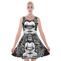 Ornate Buddha Velvet Skater Dress by Valentinaart