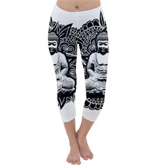 Ornate Buddha Capri Winter Leggings  by Valentinaart