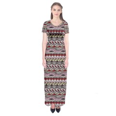 Aztec Pattern Patterns Short Sleeve Maxi Dress by BangZart