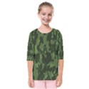 Camouflage Green Army Texture Kids  Quarter Sleeve Raglan Tee View1