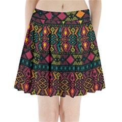 Bohemian Patterns Tribal Pleated Mini Skirt by BangZart