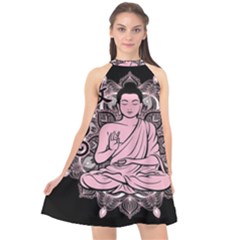 Ornate Buddha Halter Neckline Chiffon Dress  by Valentinaart