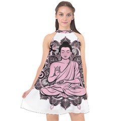 Ornate Buddha Halter Neckline Chiffon Dress  by Valentinaart