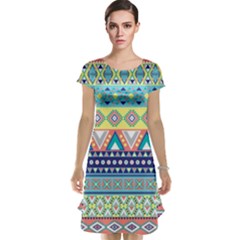 Tribal Print Cap Sleeve Nightdress by BangZart