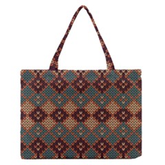 Knitted Pattern Medium Zipper Tote Bag by BangZart