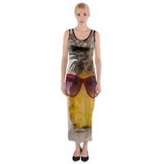 Pineapple With Sunglasses Fitted Maxi Dress by LimeGreenFlamingo