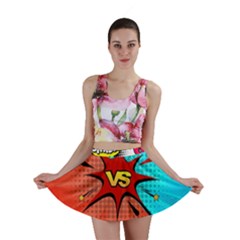 Comic Book Vs With Colorful Comic Speech Bubbles  Mini Skirt by LimeGreenFlamingo