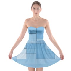 Blue Squares Iphone 5 Wallpaper Strapless Bra Top Dress by BangZart