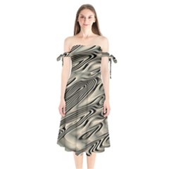 Alien Planet Surface Shoulder Tie Bardot Midi Dress by BangZart