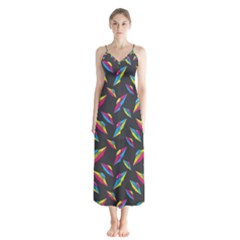 Alien Patterns Vector Graphic Button Up Chiffon Maxi Dress by BangZart