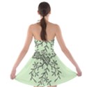 Illustration Of Butterflies And Flowers Ornament On Green Background Strapless Bra Top Dress View2