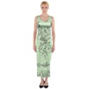 Illustration Of Butterflies And Flowers Ornament On Green Background Fitted Maxi Dress View1