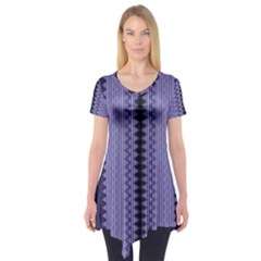 Zig Zag Repeat Pattern Short Sleeve Tunic  by BangZart