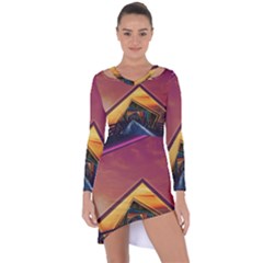 The Rainbow Bridge Of A Thousand Fractal Colors Asymmetric Cut-out Shift Dress by jayaprime