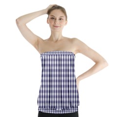 Usa Flag Blue Large Gingham Check Plaid  Strapless Top by PodArtist