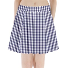 Usa Flag Blue Large Gingham Check Plaid  Pleated Mini Skirt by PodArtist