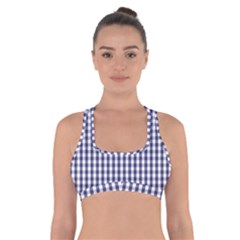 Usa Flag Blue Large Gingham Check Plaid  Cross Back Sports Bra by PodArtist