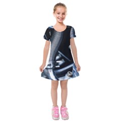 Motorcycle Details Kids  Short Sleeve Velvet Dress by BangZart