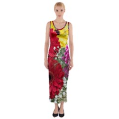 Flowers Gerbera Floral Spring Fitted Maxi Dress by BangZart