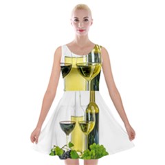 White Wine Red Wine The Bottle Velvet Skater Dress by BangZart